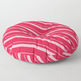 [ Thumbnail: Light Pink & Crimson Colored Striped Pattern Floor Pillow ]