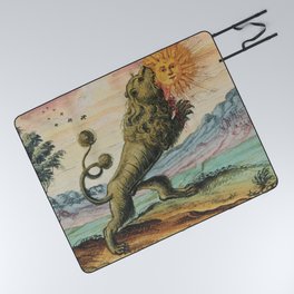 The Lion Eating The Sun Antique Alchemy Illustration Picnic Blanket
