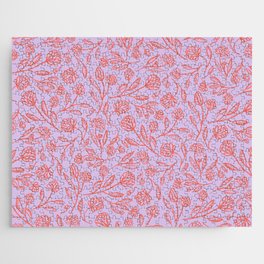 Floral Pattern - Lilac and Coral Jigsaw Puzzle