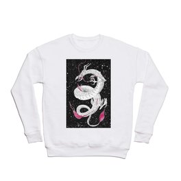 Illustration of a white dragon from the east in  black and red ink. Crewneck Sweatshirt