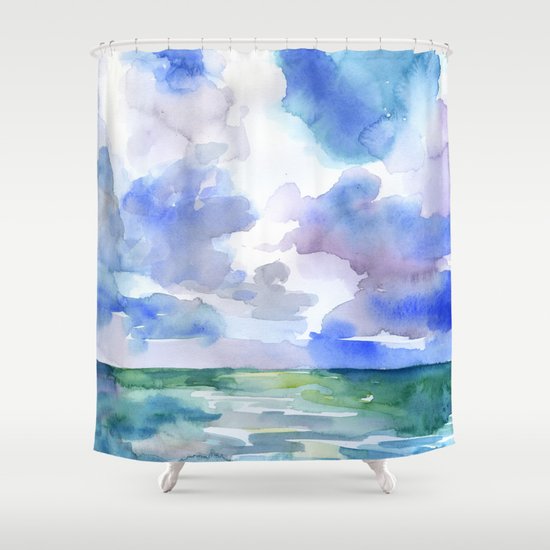 Abstract Ocean Watercolor Shower Curtain By Susanwindsor Society6