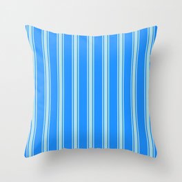 [ Thumbnail: Blue & Powder Blue Colored Lines/Stripes Pattern Throw Pillow ]