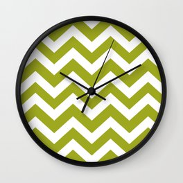 Citron - green color - Zigzag Chevron Pattern Wall Clock