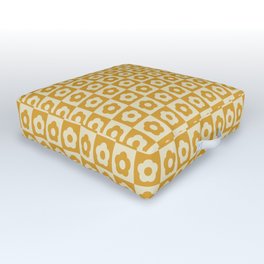 60s Checkered Daisies, Golden Ochre Outdoor Floor Cushion