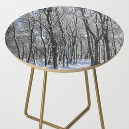 Snow Laden Birch Trees  Side Table