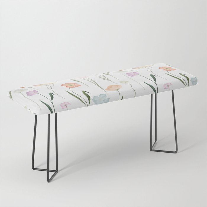 Pretty Wildflowers Floral Pattern Bench