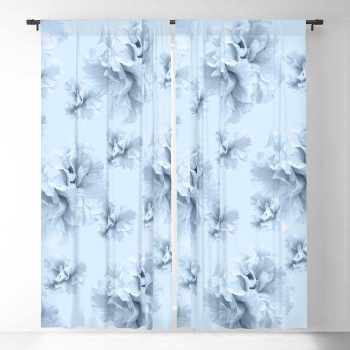Light Blue Azalea Flower Dream 1, Bright Blue Patterned Curtains