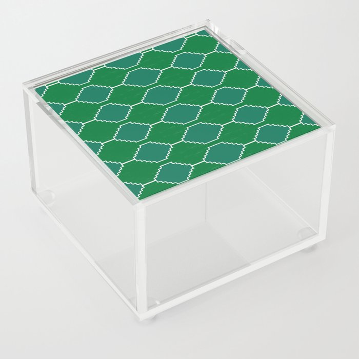 Green + Teal Southwestern Traditional Fabric Pattern Acrylic Box