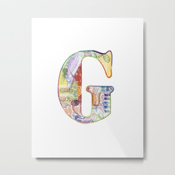 Letter G - Watercolor Monogram - Colorful Lettering - Watercolor Letter Print - Watercolor Initial Metal Print