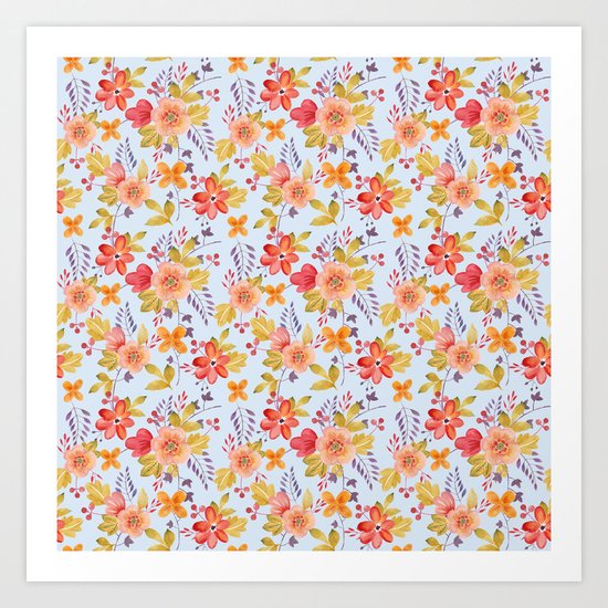 Flower Watercolor Pattern Art Print