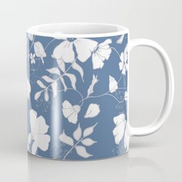 Floral in Blue and Grays Coffee Mug