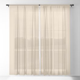 Neutral Warm Ivory Cream Solid Color Pairs PPG Sugared Pears PPG1088-3 - Single Shade Hue Colour Sheer Curtain