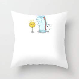 Sweet little tooth is protected by toothpaste Throw Pillow