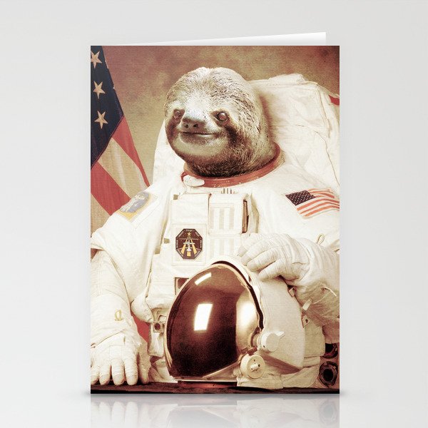 Sloth Astronaut Stationery Cards