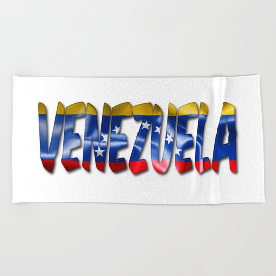 Venezuela Word With Flag Texture Beach Towel