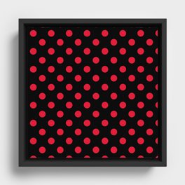 Black with Red Polka Dots Framed Canvas