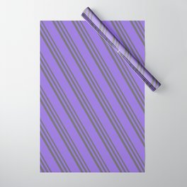 [ Thumbnail: Dim Gray & Purple Colored Stripes/Lines Pattern Wrapping Paper ]