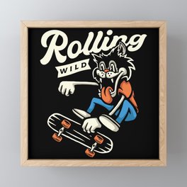 Wolf  Rolling Wild Skate Design Framed Mini Art Print