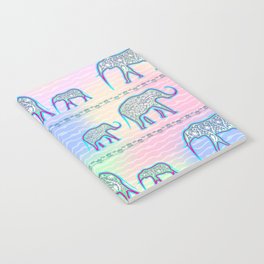 Elephant Family on Pale Stripes Notebook