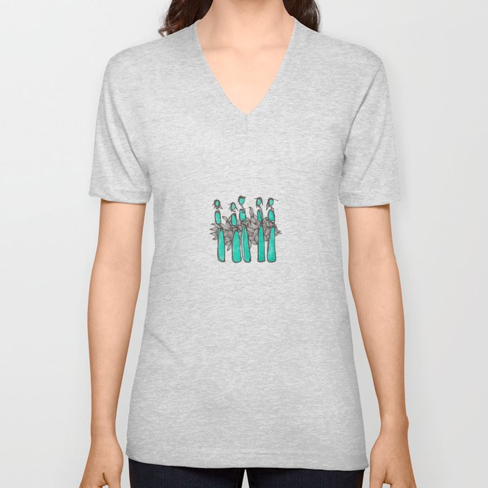 Teal People V Neck T Shirt