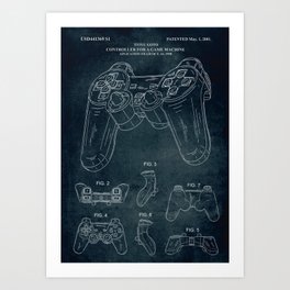 1998 - Controller for a game machine (Playstation) patent art Art Print