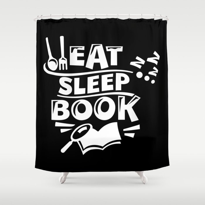 Eat Sleep Book Cute Funny Kids Illustration Shower Curtain