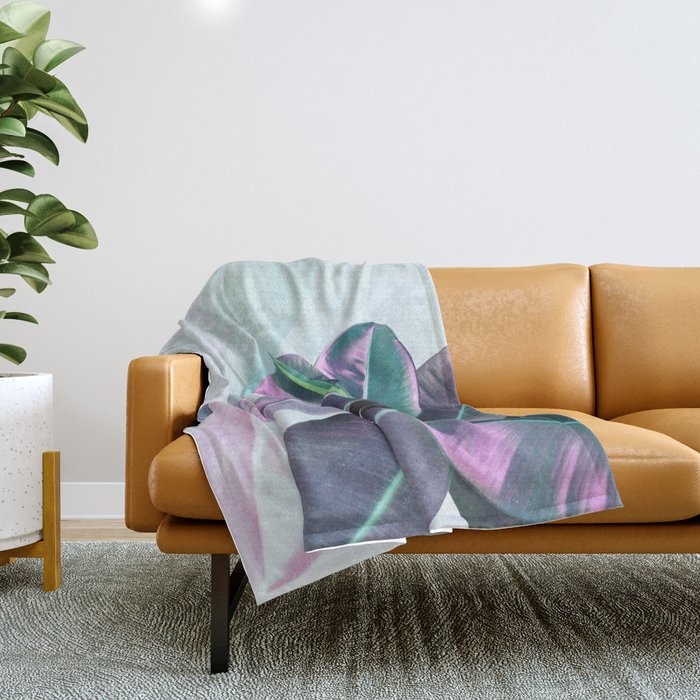 Violet Tropical Plant Throw Blanket