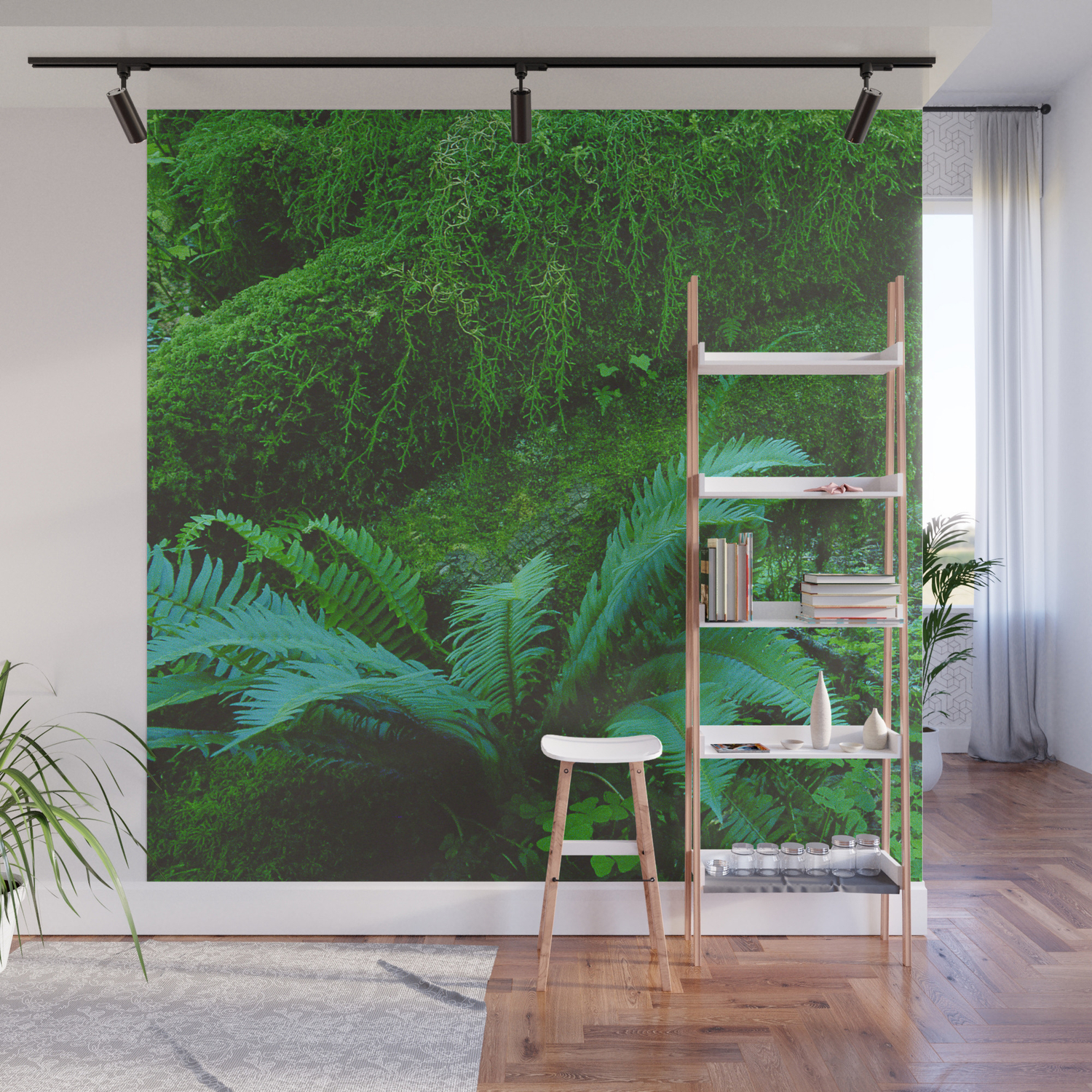 Mystical Green Fern Leaves In The Enchanted Forest Wall Mural