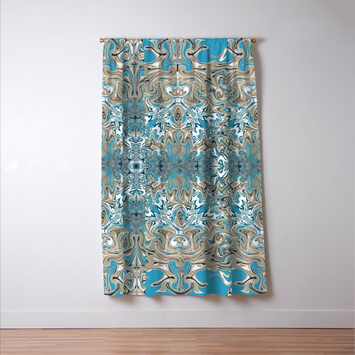 Turquoise Blue And Tan Pattern Blackout Curtain By Zurickdesigns
