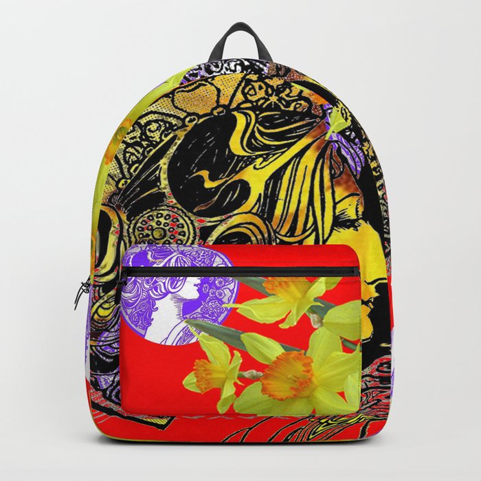 RED ART NOUVEAU MAGIC OF SPRING Backpack
