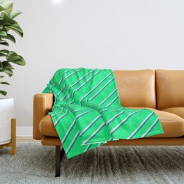 [ Thumbnail: Green, Light Cyan, and Teal Colored Striped/Lined Pattern Throw Blanket ]