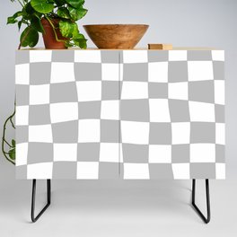 Hand Drawn Checkerboard Pattern (gray/white) Credenza