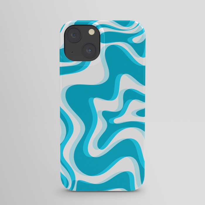  Trippy Glitch Retro Liquid Swirl Abstract Pattern Blue iPhone Case