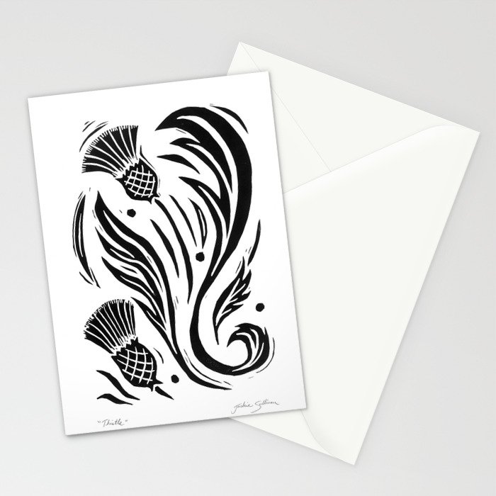 Thistle Black And White Stationery Cards By Jackiesullivan