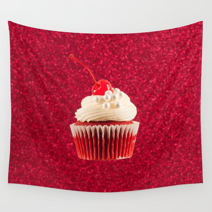 Cupcake Love | The Sparkliest Red Velvet Wall Tapestry