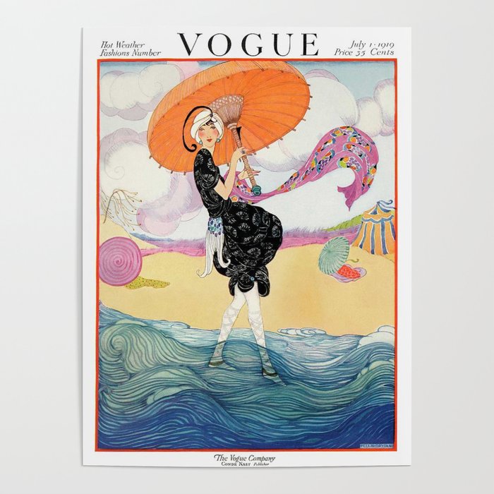 Vintage Magazine Cover - Windy Beach Poster | Drawing, Fashion, Belle-epoque, Flapper-girl, Magazine, Magazine-cover, 20th-century-art, Vintage-art, Wall-art, Vintage