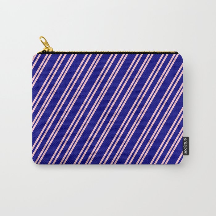 Pink & Blue Colored Pattern of Stripes Carry-All Pouch