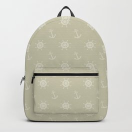 Sea steering wheel anchors in beige  Backpack