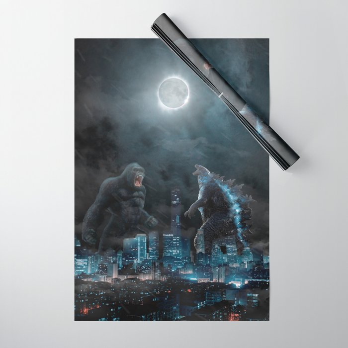 Godzilla vs Kong in the moonlight Wrapping Paper