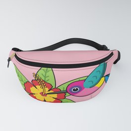 Colorful Hummingbird on Hibiscus Tropical Flower Fanny Pack