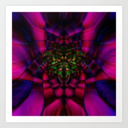 Poinsettia Princettia Dark Pink Twirl Black Symmetrical Art Print
