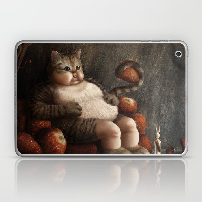 03 Dreamy Bunny And The Big Fat Cat Laptop Ipad Skin By Luztapia