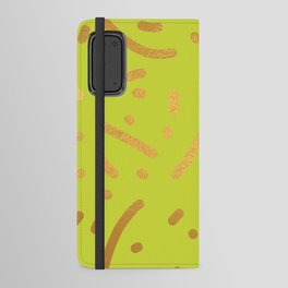 Lime Gold colored abstract lines pattern Android Wallet Case