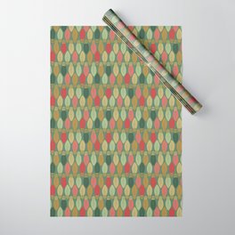 Retro Christmas Lights Green Wrapping Paper