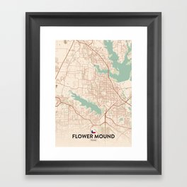 Flower Mound, Texas, United States - Vintage City Map Framed Art Print