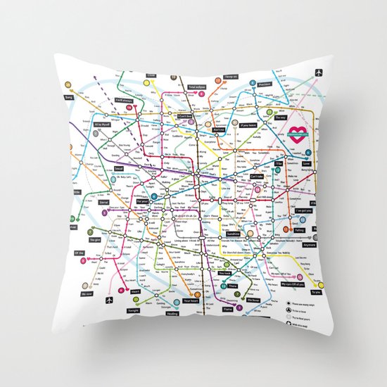 Love Map Throw Pillow