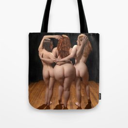 2527  The Three Muses, Small Medium and Large Nude Women Booty Redheads Rear View Behind Fat Art Tote Bag