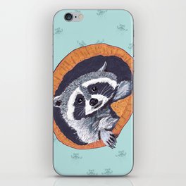 Peeking Raccoons #1 Blue Pallet - iPhone Skin
