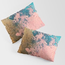 Coral Reef [1]: colorful abstract in blue, teal, gold, and pink Pillow Sham