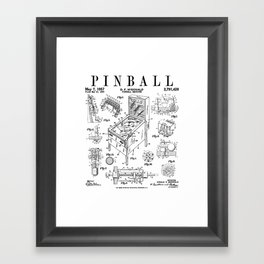 Pinball Arcade Gaming Machine Vintage Gamer Patent Print Framed Art Print